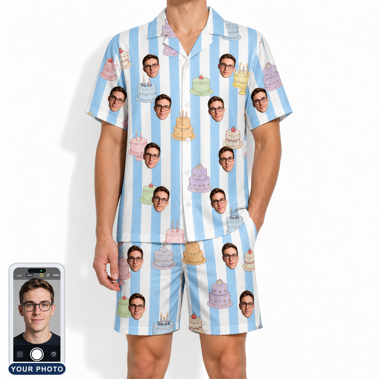 Men's Icing Illusion Custom Face Shirt & Shorts Set
