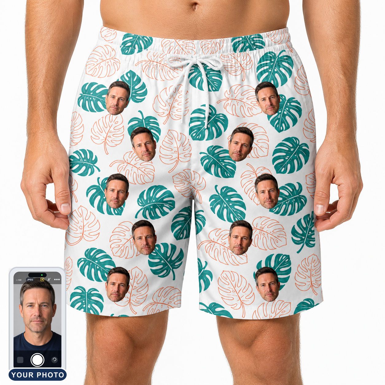 Men's Caladium Carnival Custom Face Beach Shorts
