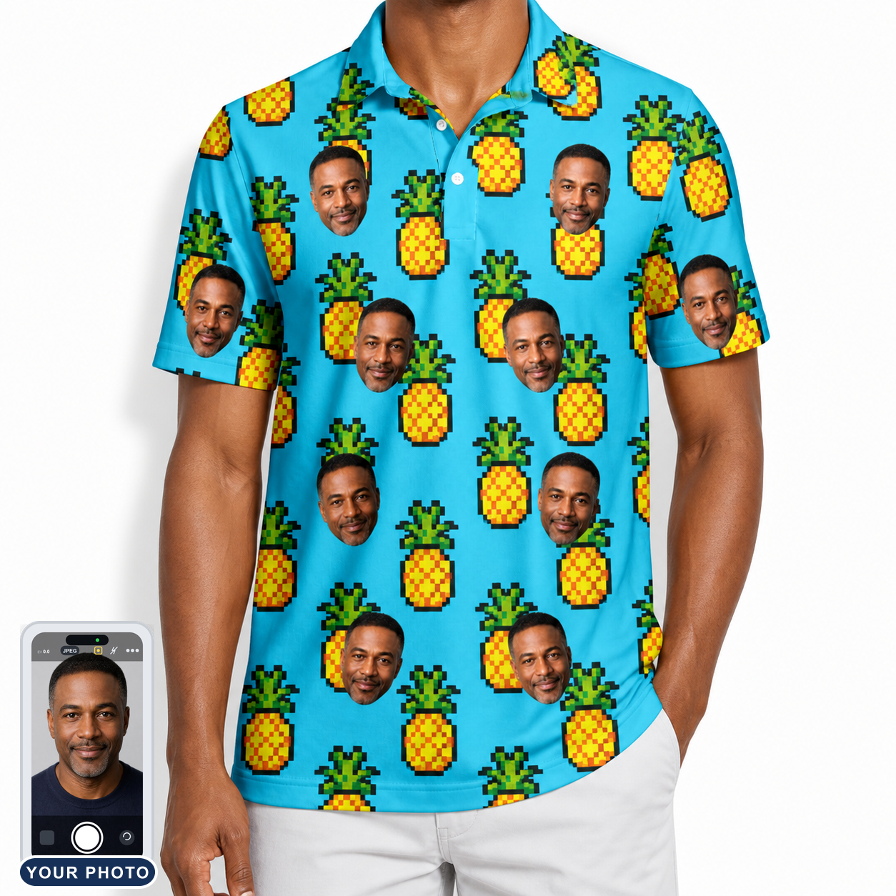 Men's Pineapple Pals Custom Face Polo Shirt