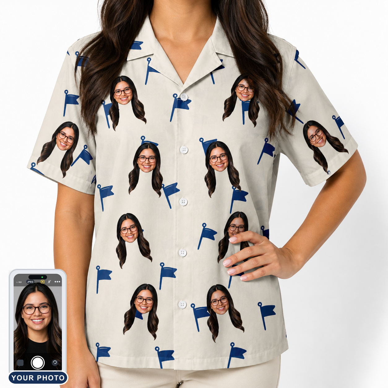 Women's Pin High Custom Face Hawaiian Shirt