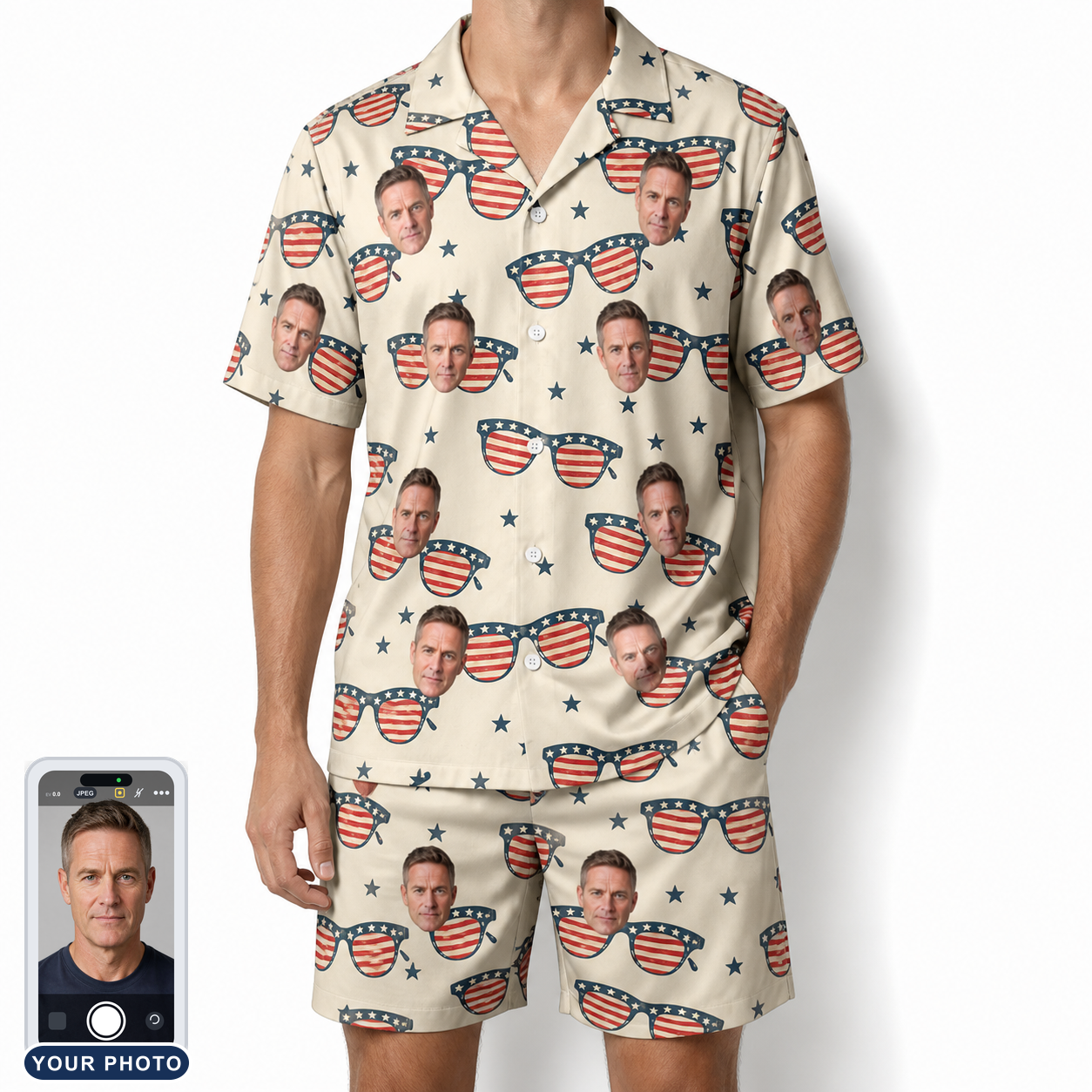 Men's Indie Optics Custom Face Shirt & Shorts Set