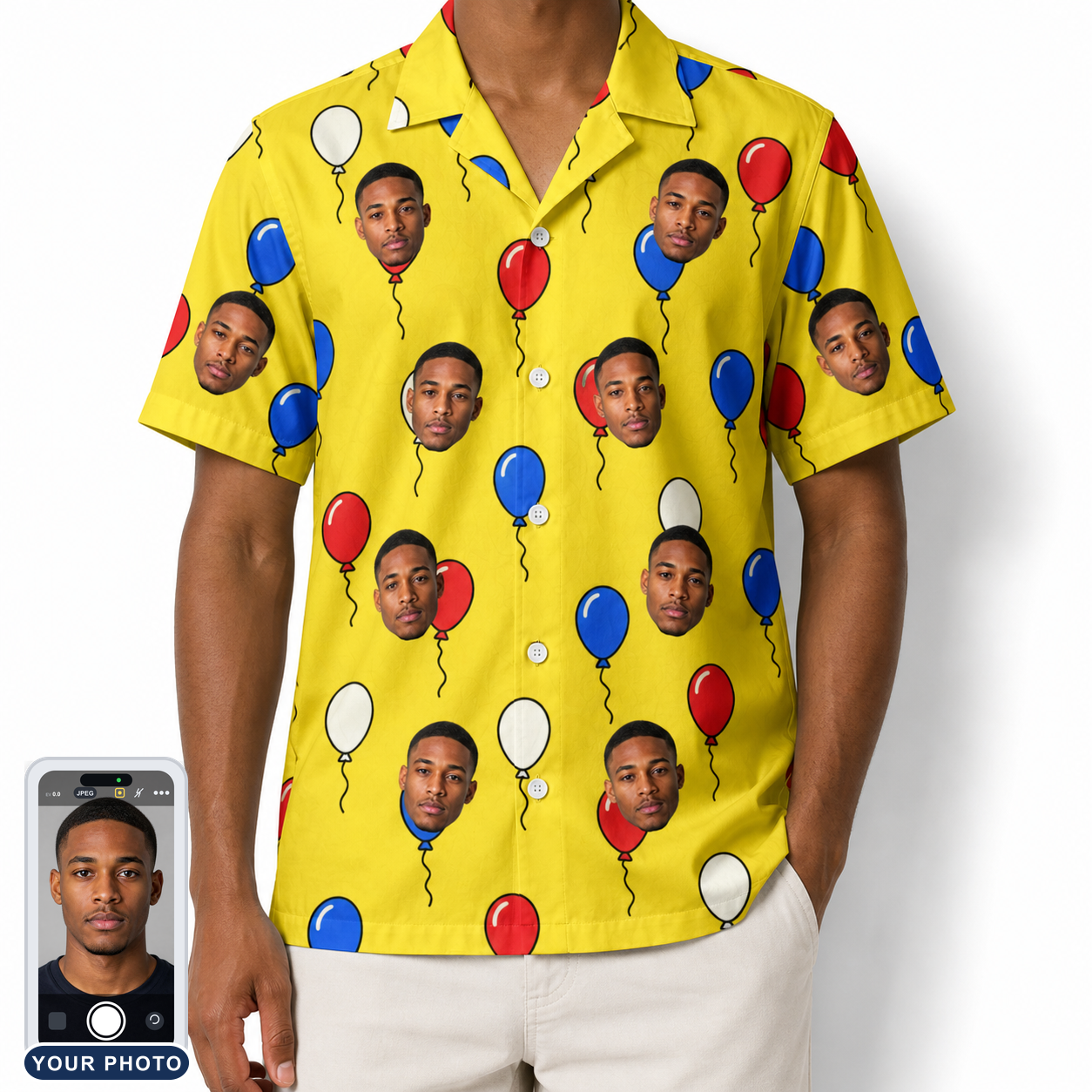Men's Crimson Cloudburst Custom Face Hawaiian Shirt