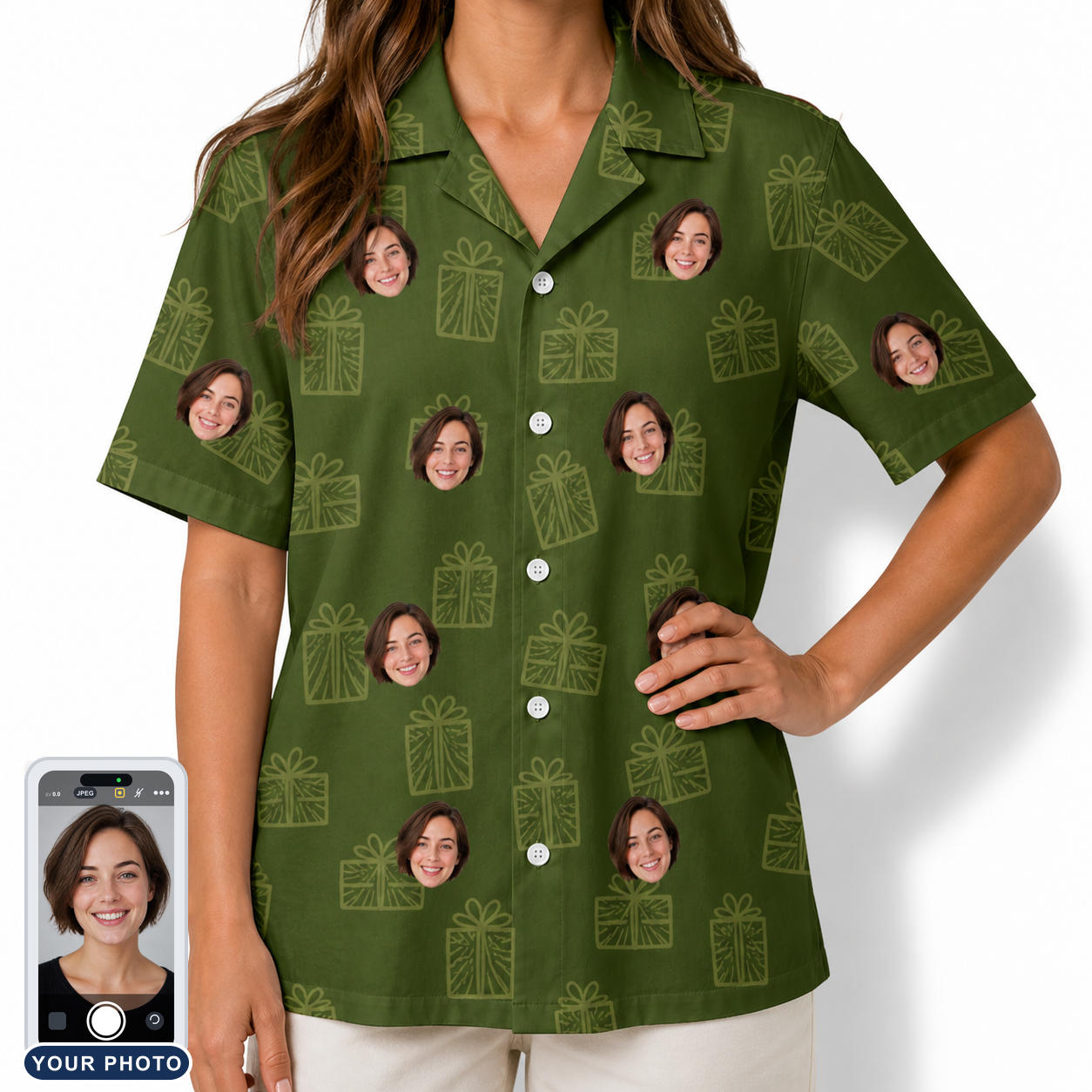 Women's Parcel Pizzazz Custom Face Hawaiian Shirt
