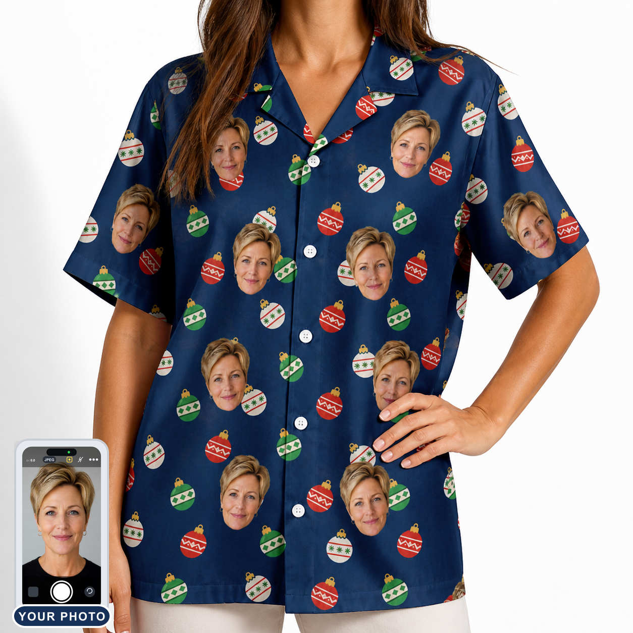 Women's December Dangles Custom Face Hawaiian Shirt