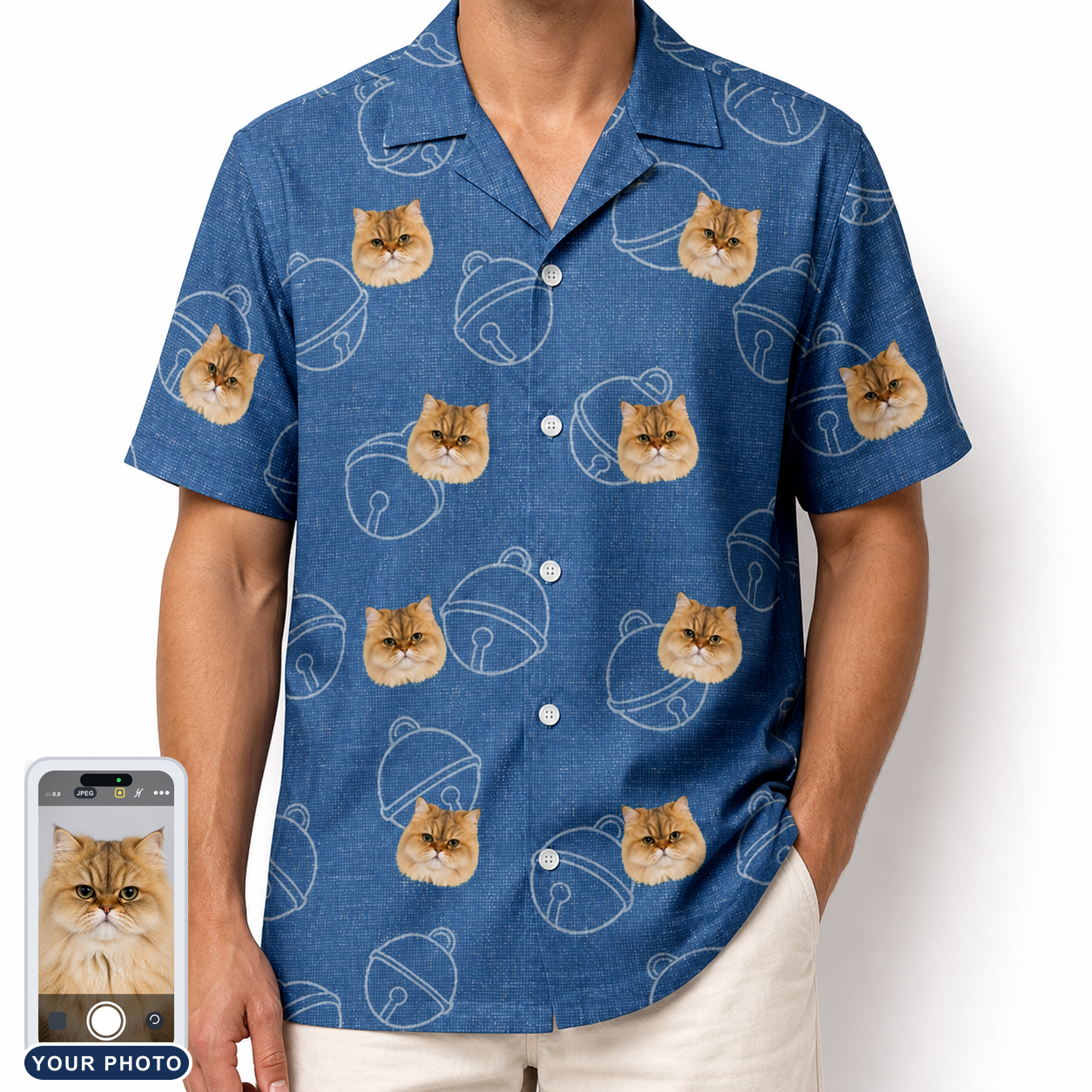 Men's Tabby Tinkles Custom Cat Face Hawaiian Shirt
