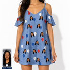Women's Patriot Pop Custom Face Off-Shoulder Dress