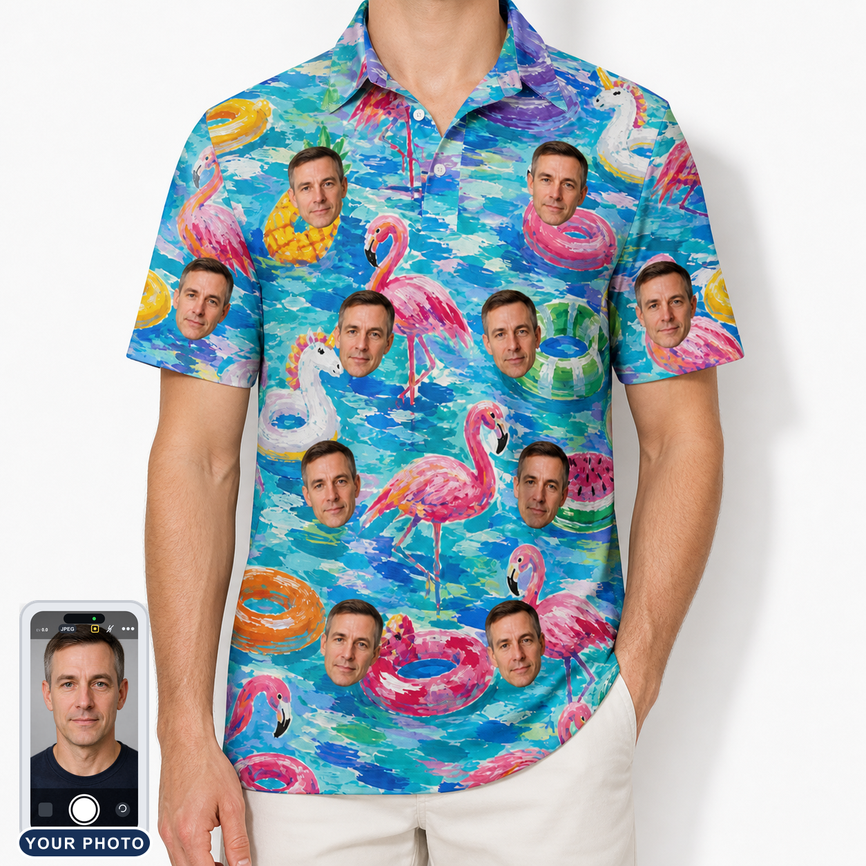 Men's Pastel Pontoons Custom Face Polo Shirt