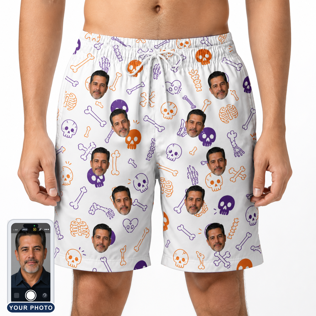 Men's Humerus Humor Custom Face Beach Shorts