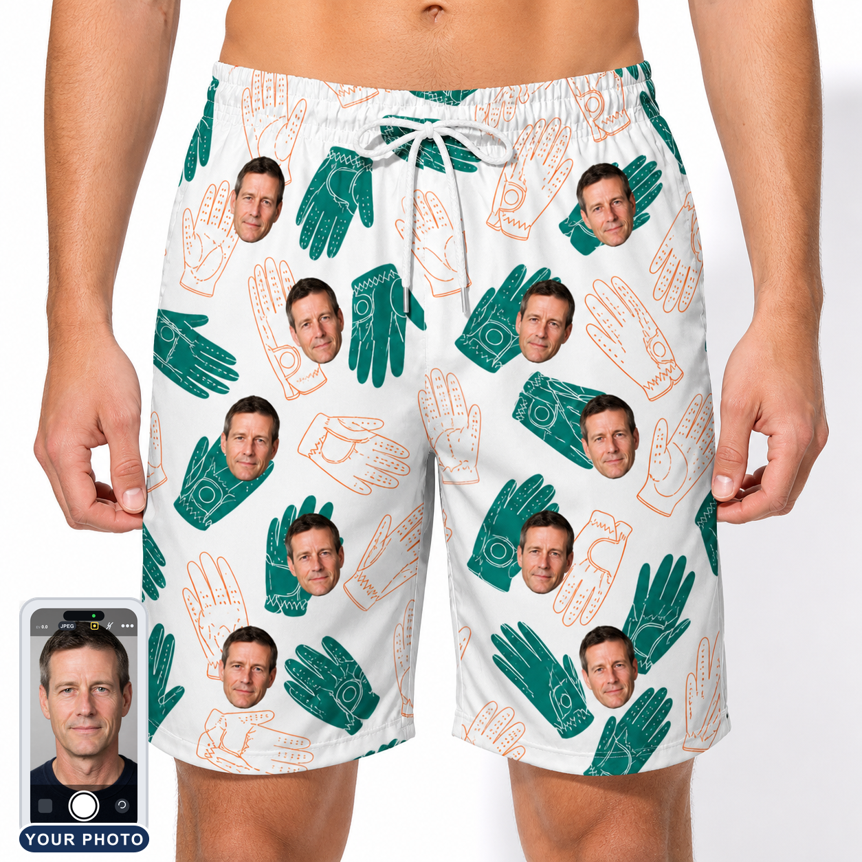 Men's Handicap Hilarity Custom Face Beach Shorts