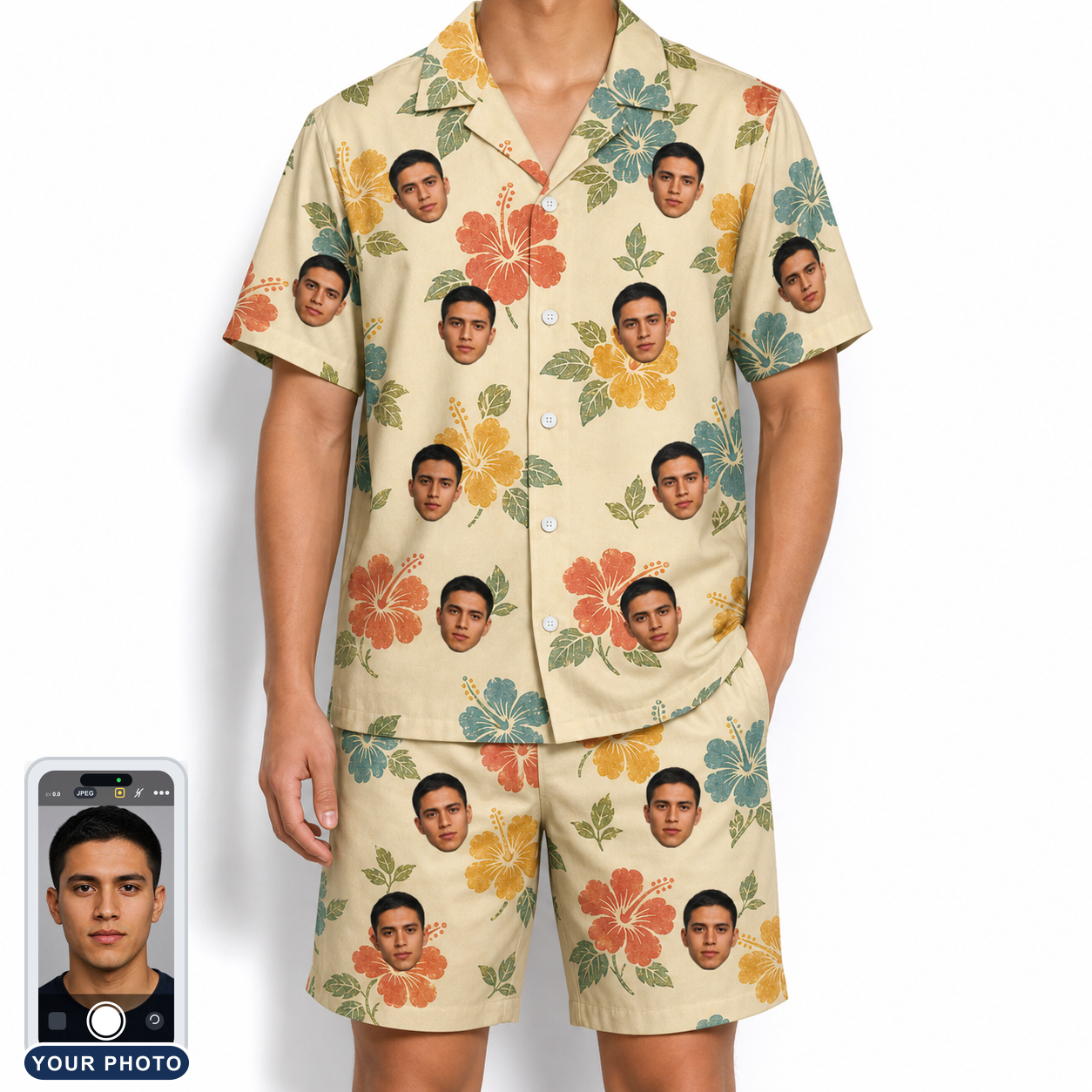 Men's Atomic Atoll Custom Face Shirt & Shorts Set
