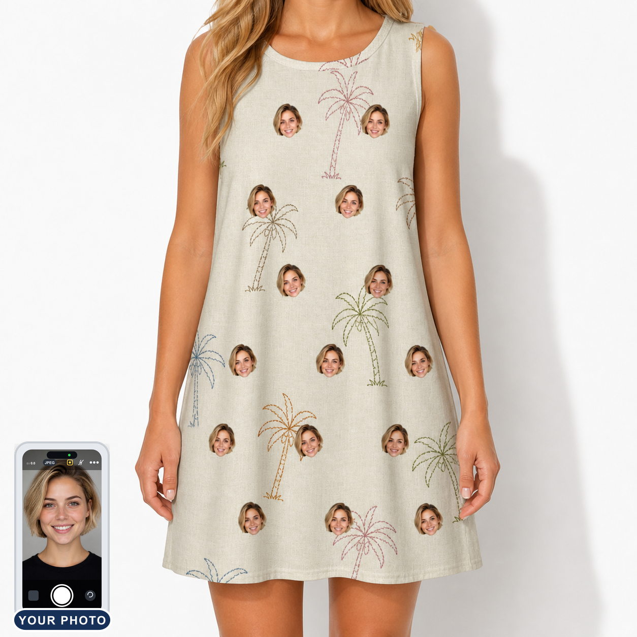 Women's Palm Pizzazz Custom Face Tank Dress