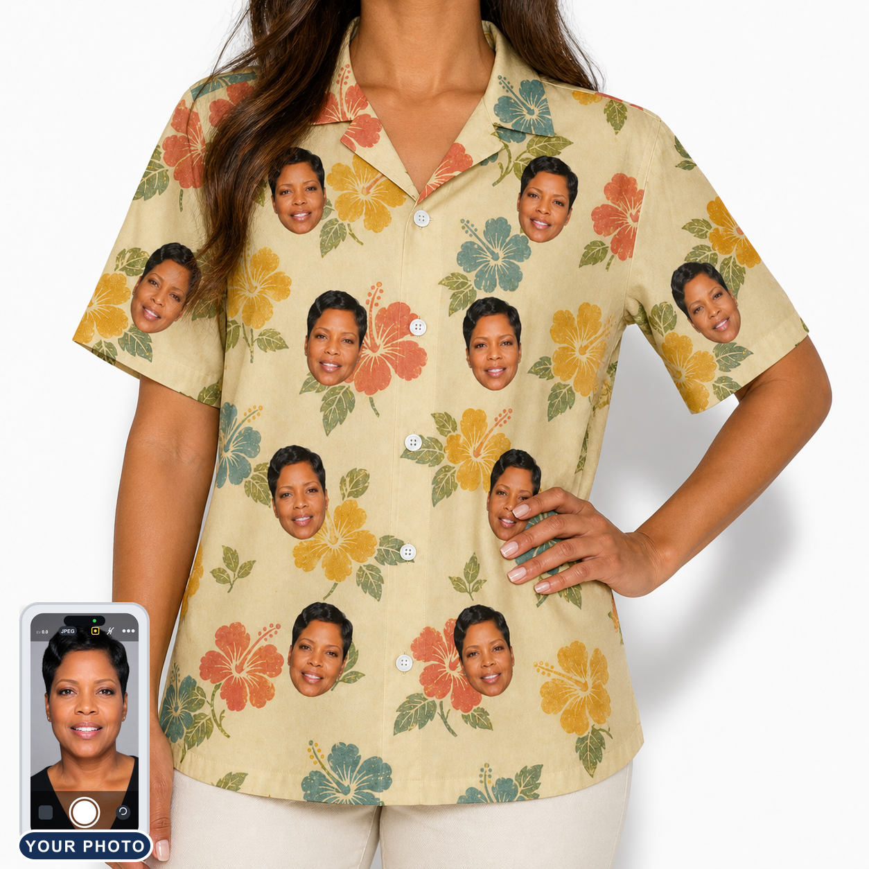 Women's Atomic Atoll Custom Face Hawaiian Shirt