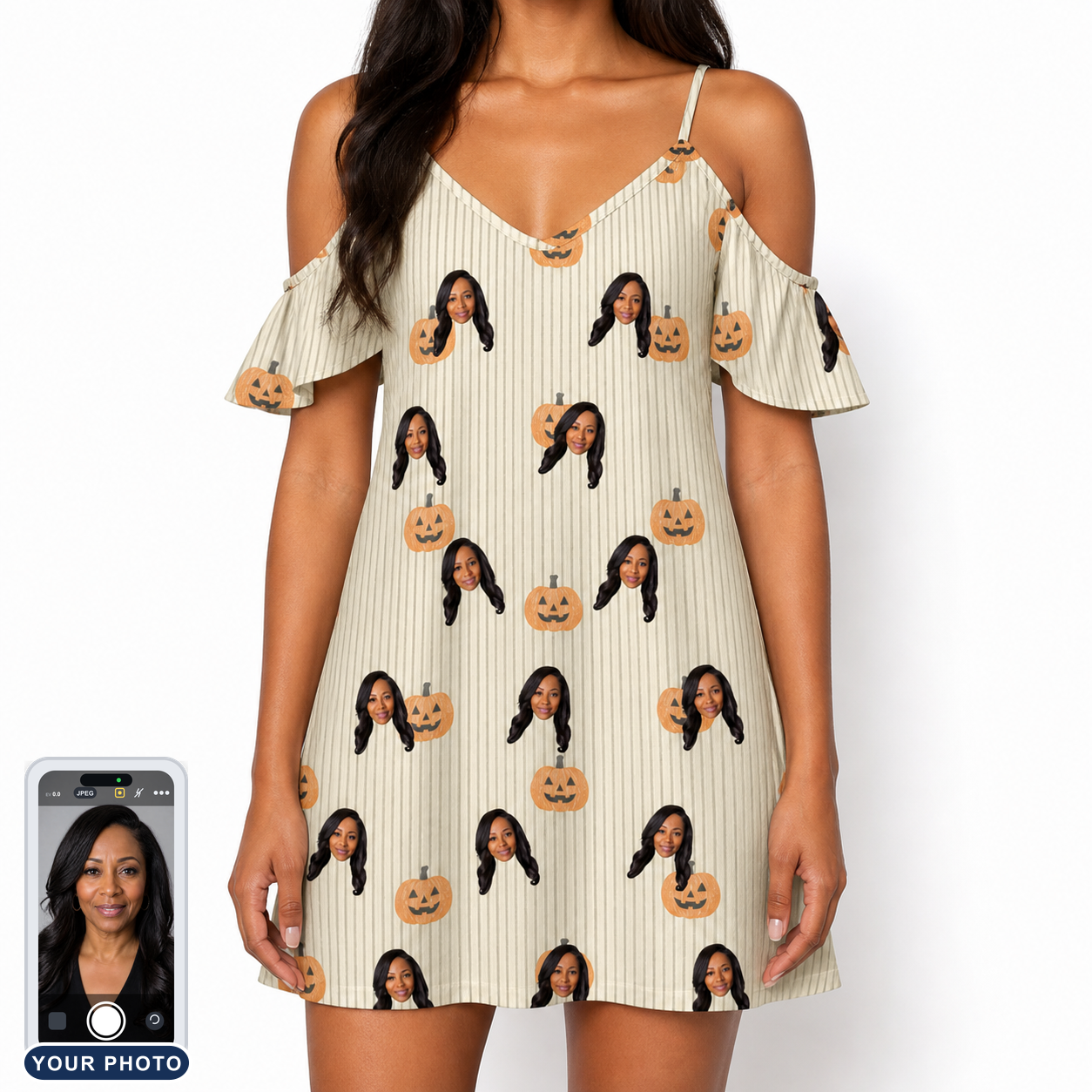 Women's Fiery Fiends Custom Face Off-Shoulder Dress
