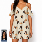 Women's Fiery Fiends Custom Face Off-Shoulder Dress