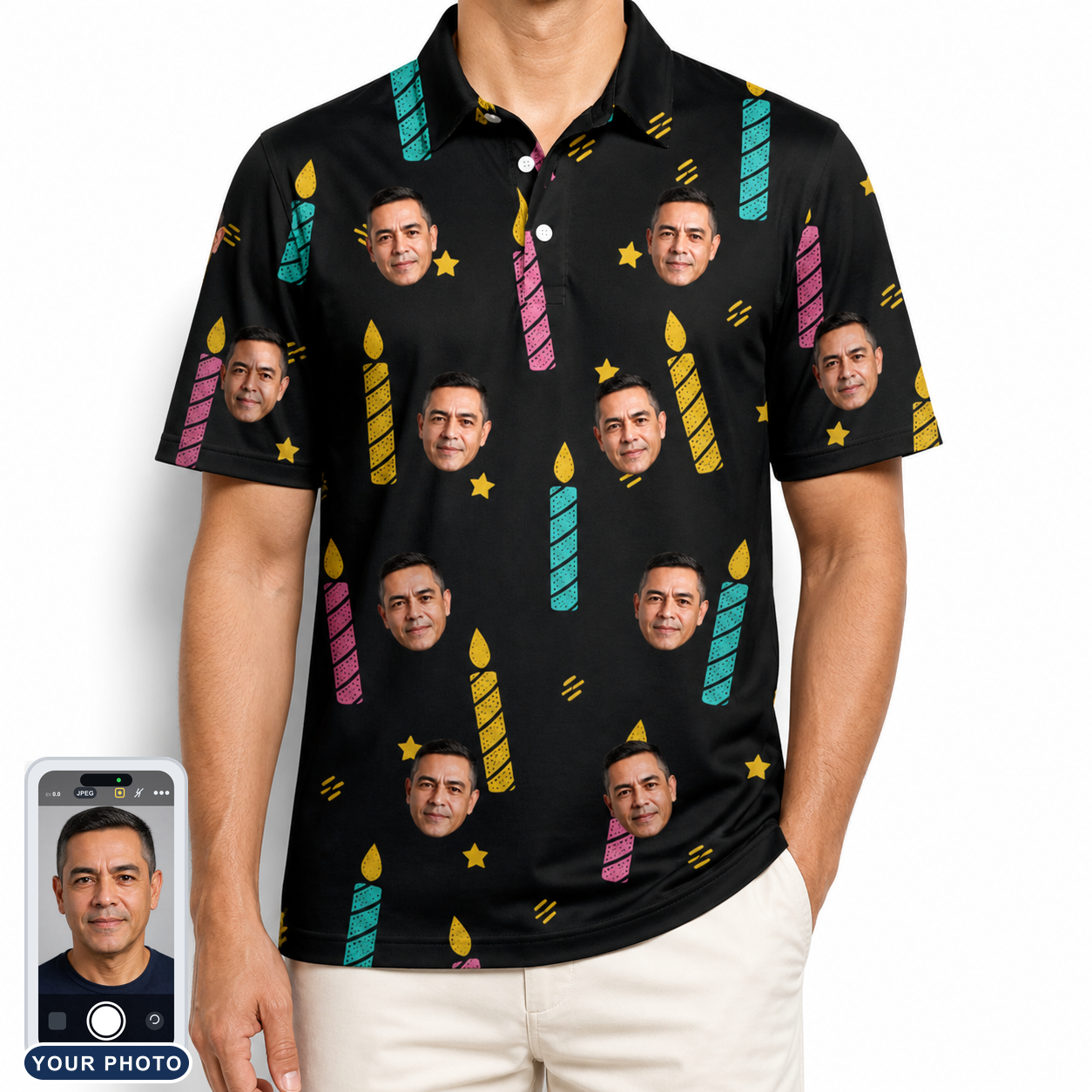 Men's Wick Winks Custom Face Polo Shirt
