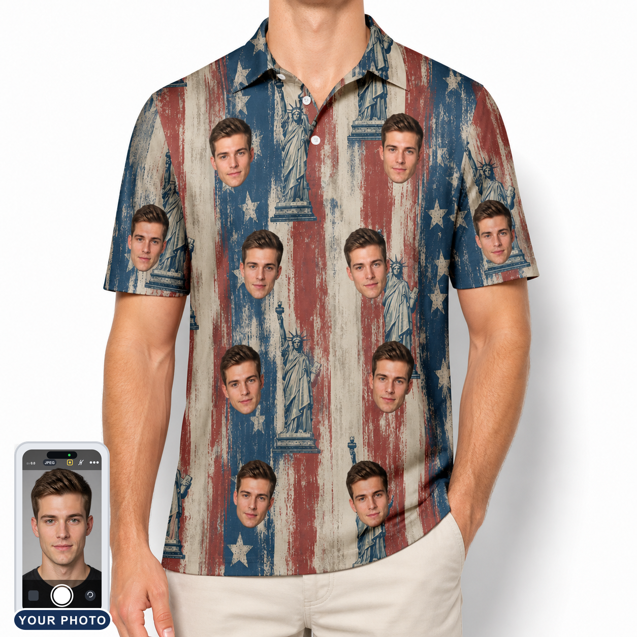 Men's Copper Colossus Custom Face Polo Shirt