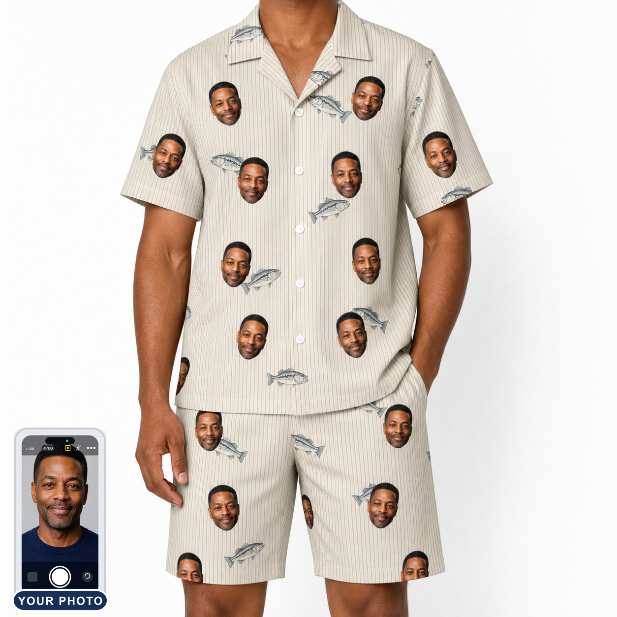 Men's Lunker Lunacy Custom Face Shirt & Shorts Set