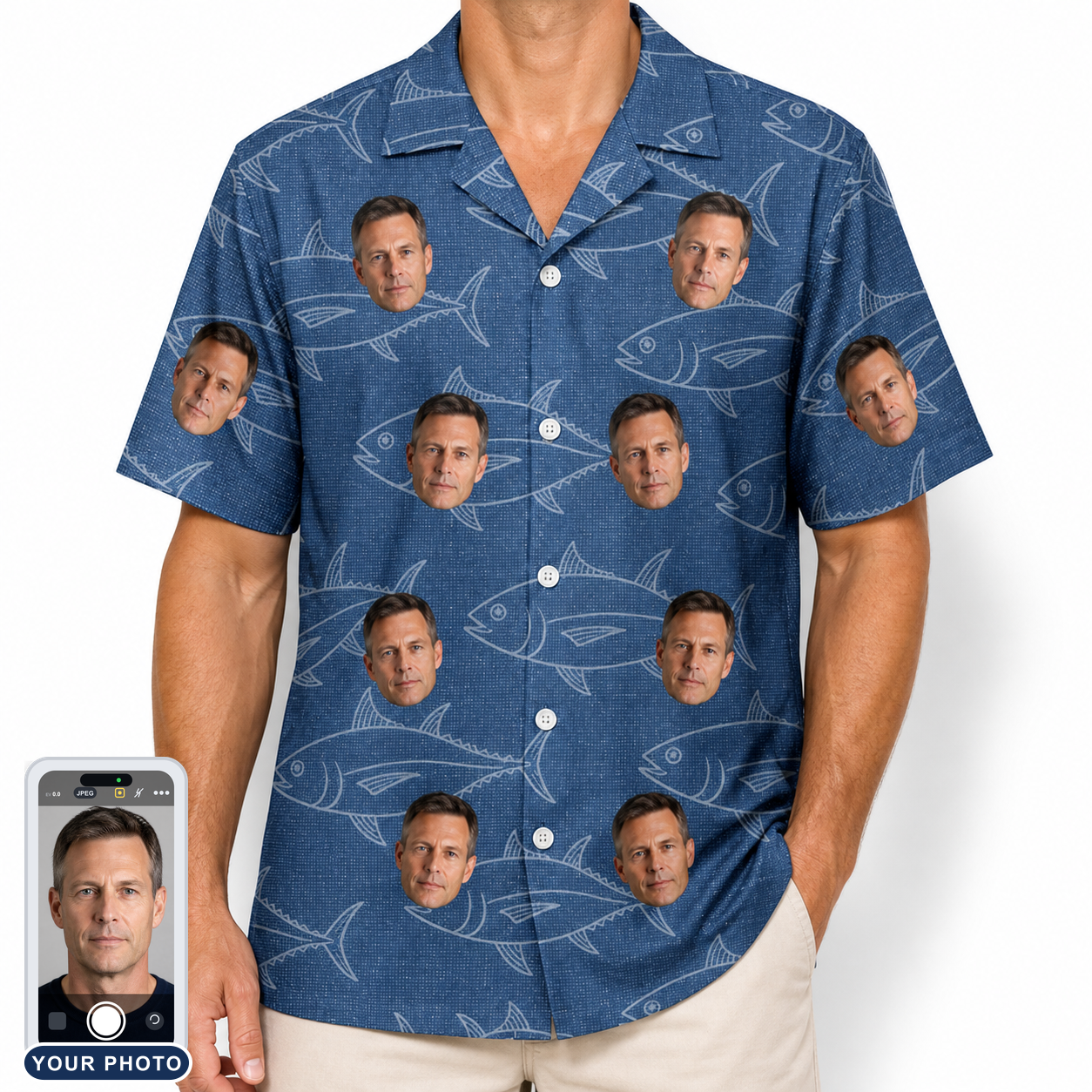 Men's Finny Business Custom Face Hawaiian Shirt