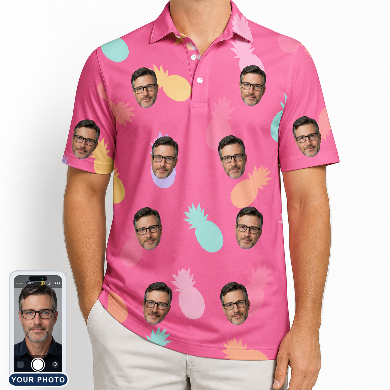 Men's Citrus Splash Custom Face Polo Shirt