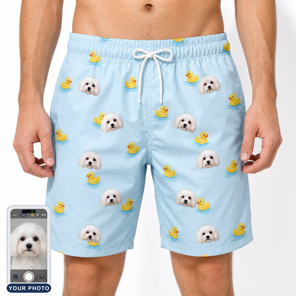 Men's Rubber Rover Custom Dog Face Beach Shorts