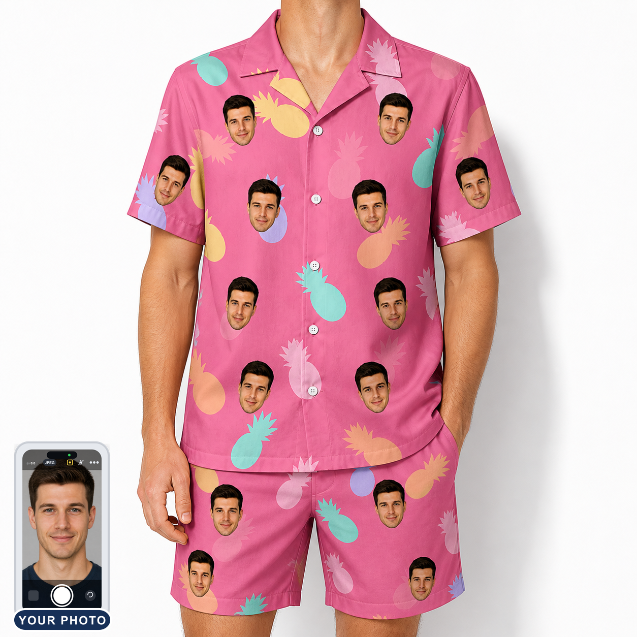 Men's Citrus Splash Custom Face Shirt & Shorts Set