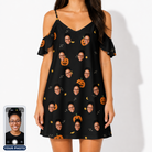 Women's Cackle Carvings Custom Face Off-Shoulder Dress