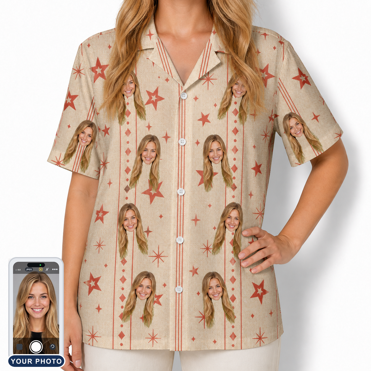 Women's Glow Gala Custom Face Hawaiian Shirt