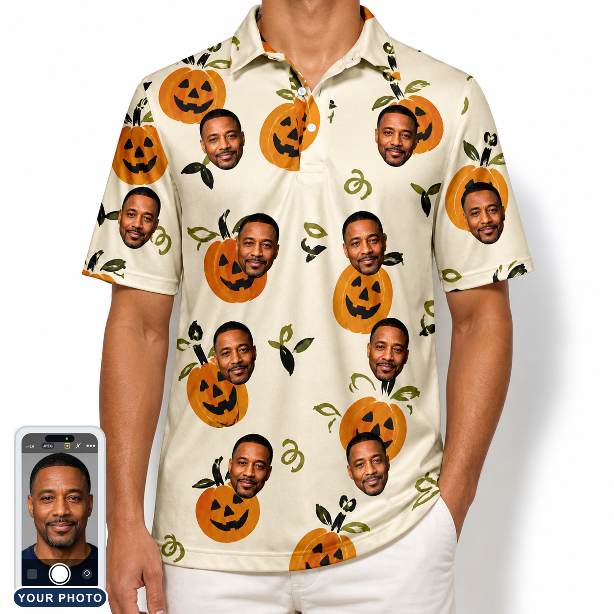 Men's Carved Chuckles Custom Face Polo Shirt