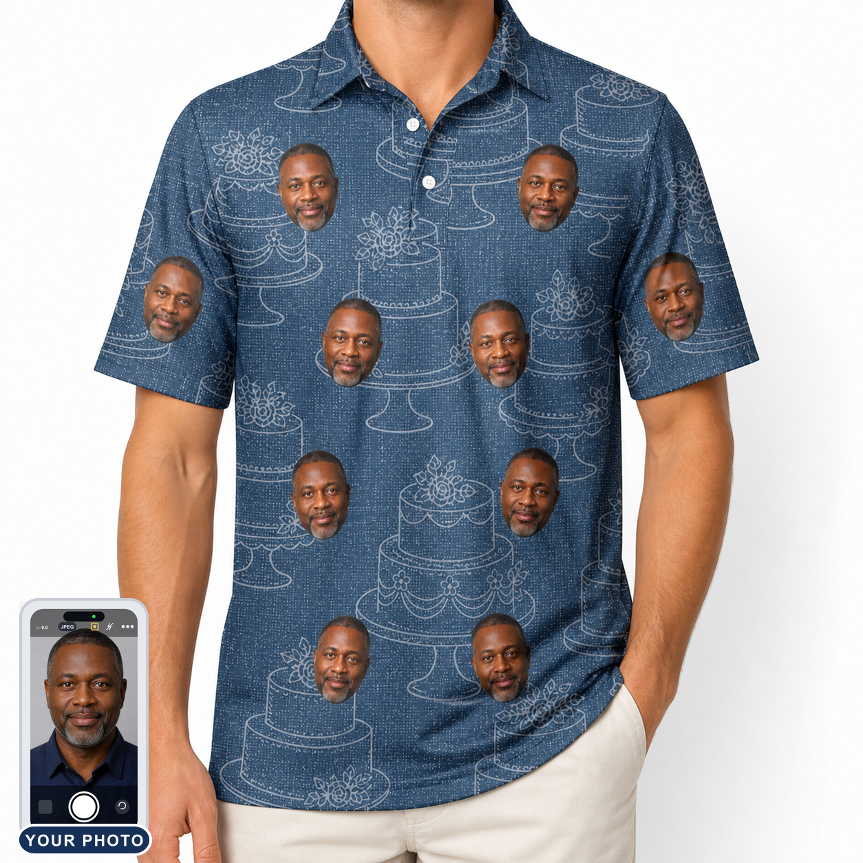 Men's Bridal Batter Custom Face Polo Shirt