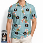 Men's Cane Carousel Custom Dog Face Polo Shirt