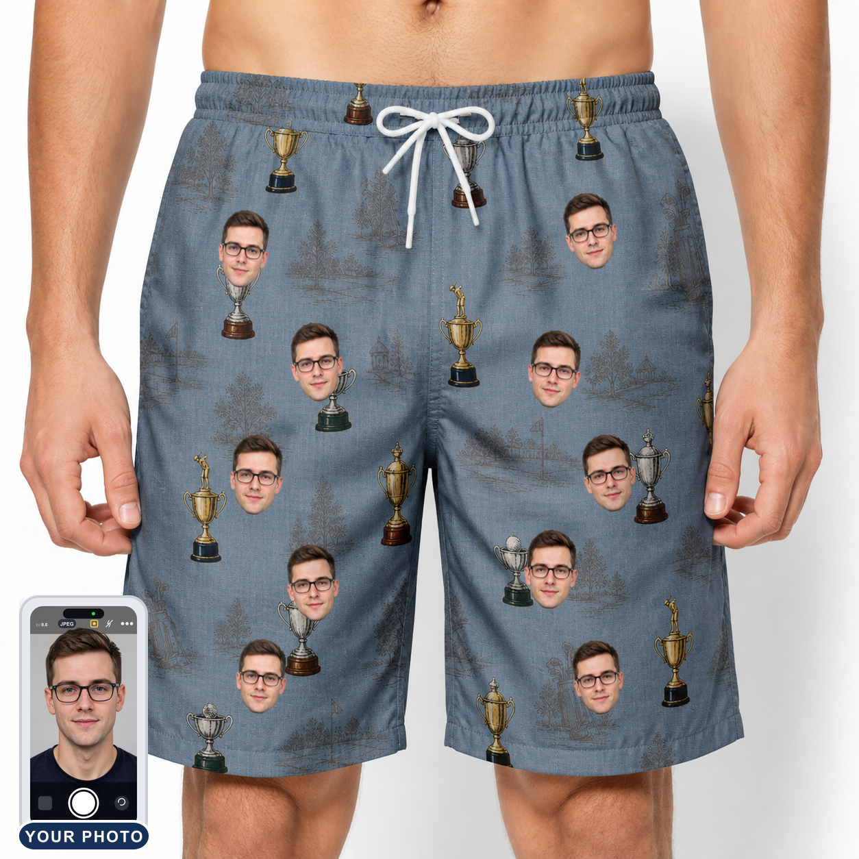 Men's Ace Accolades Custom Face Beach Shorts