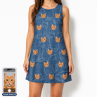 Women's Mittens Mingle Custom Cat Face Tank Dress