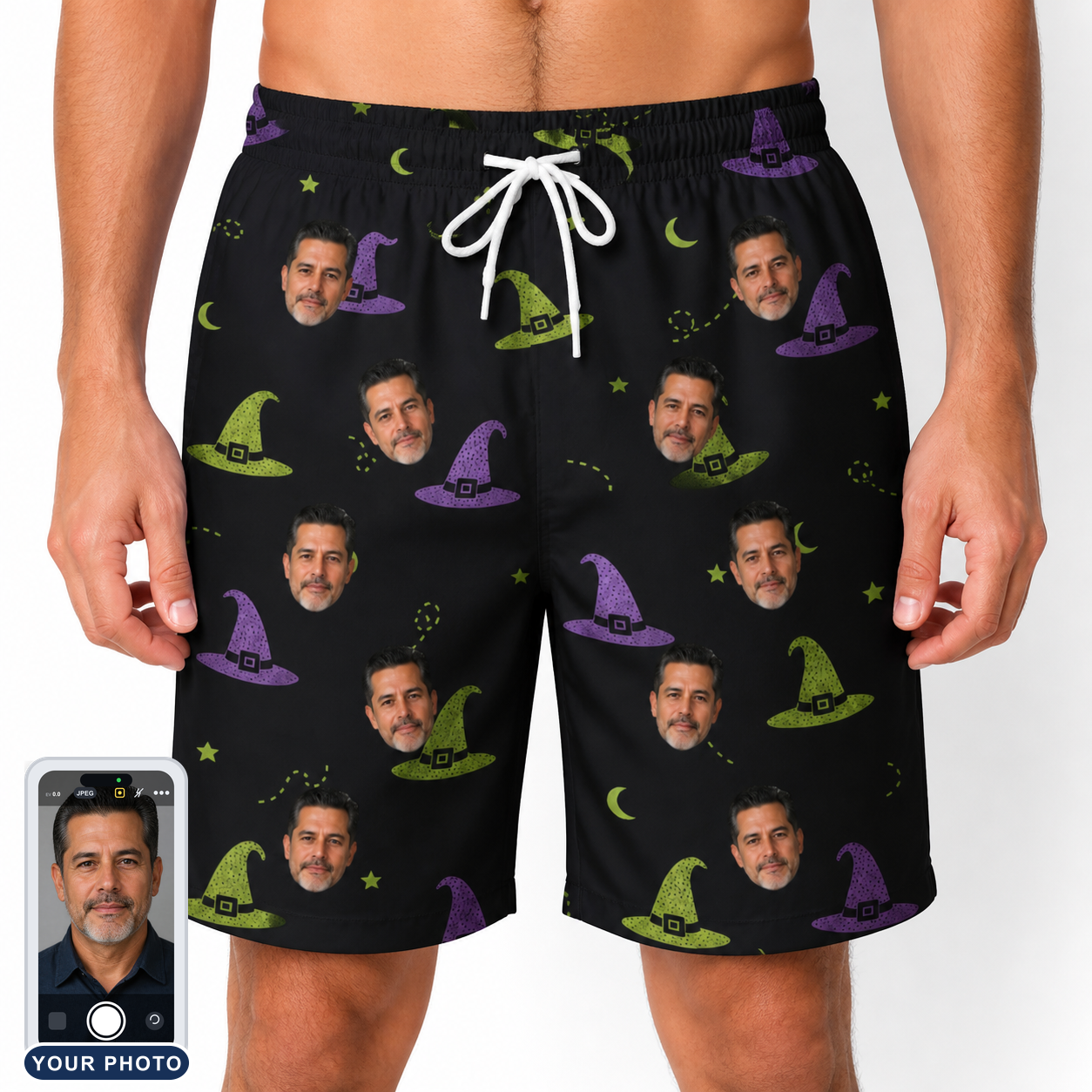 Men's Pointy Party Custom Face Beach Shorts