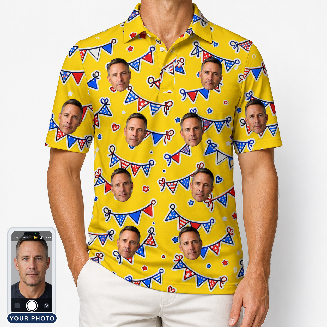 Men's Banner Bash Custom Face Polo Shirt