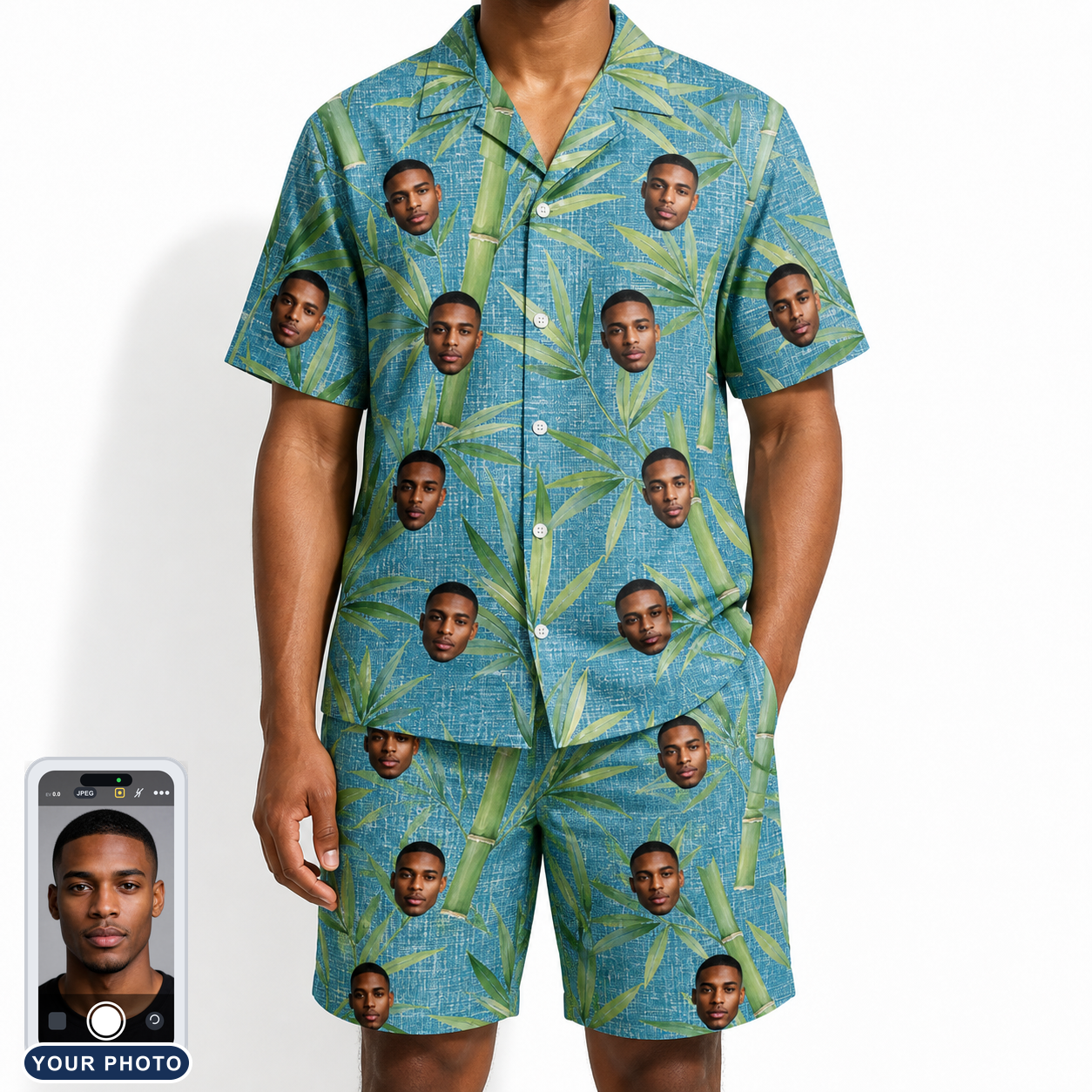 Men's Bamboo Boogie Custom Face Shirt & Shorts Set