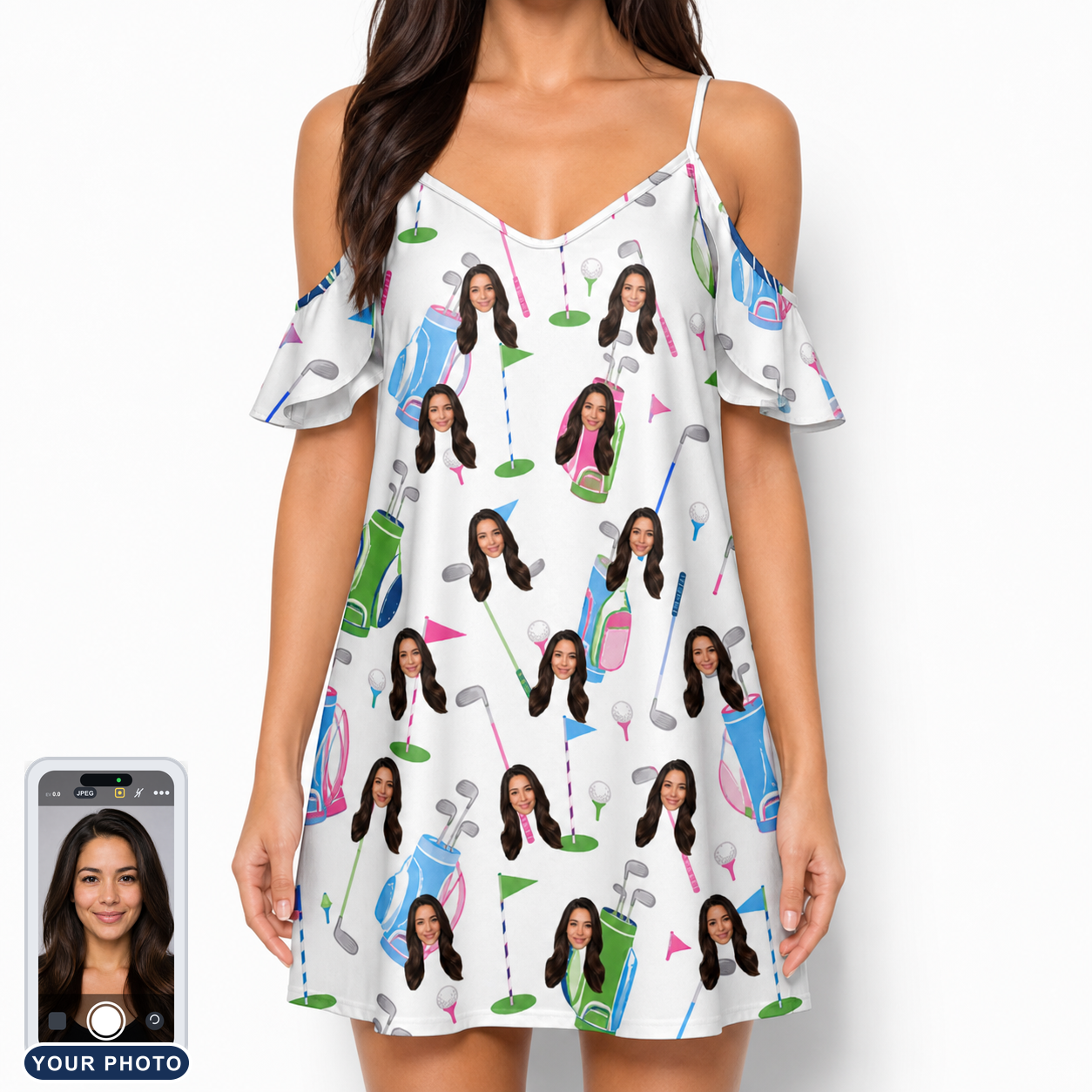 Women's Backspin Bonanza Custom Face Off-Shoulder Dress
