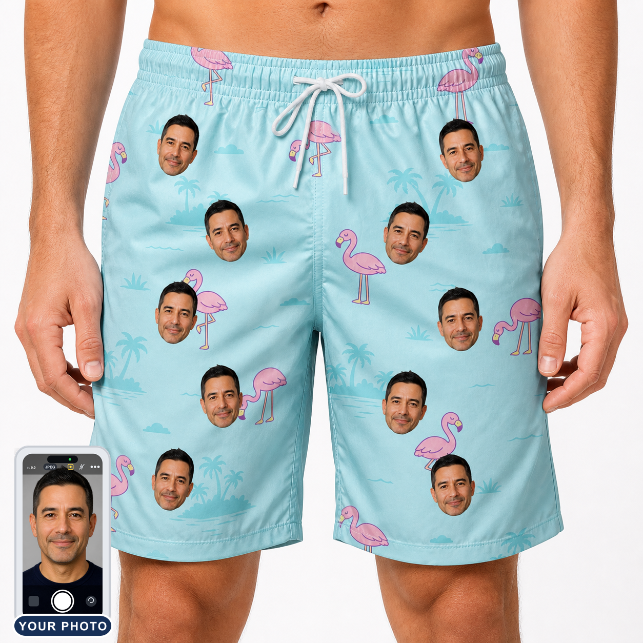 Men's Blush Birds Custom Face Beach Shorts