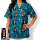 Women's Continental Crackle Custom Face Hawaiian Shirt