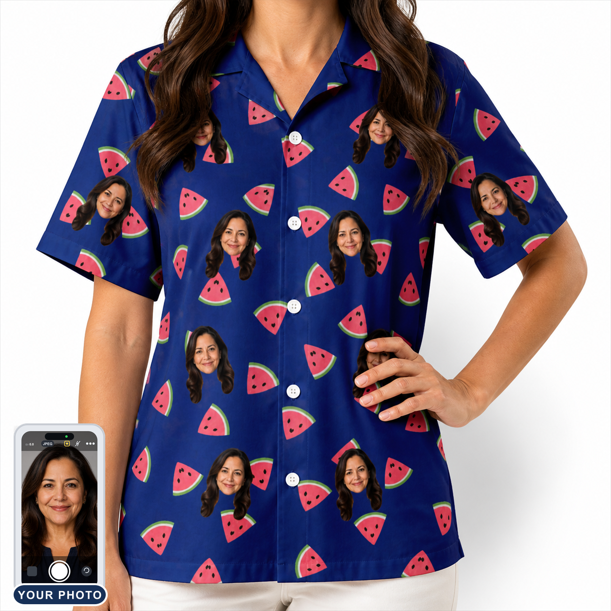 Women's July Quarters Custom Face Hawaiian Shirt