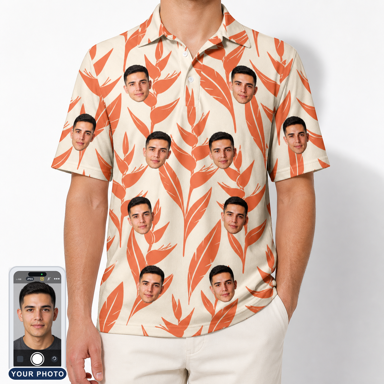 Men's Lobster Lilt Custom Face Polo Shirt