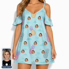 Women's Spiky Shoreline Custom Face Off-Shoulder Dress