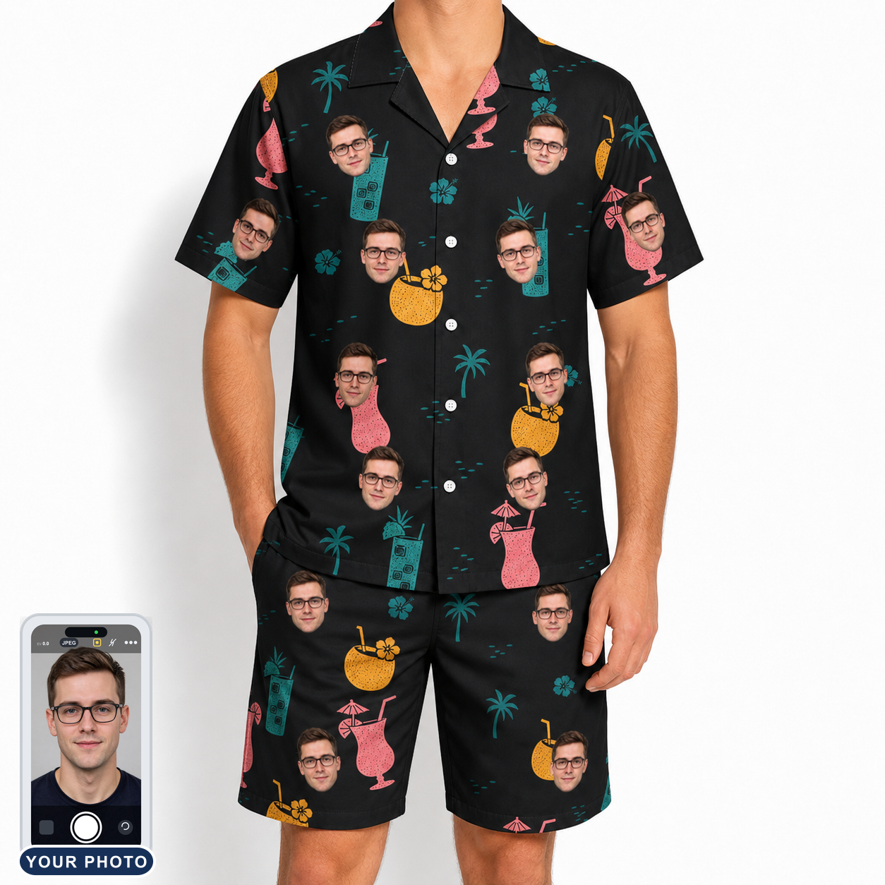 Men's Pour Decisions Custom Face Shirt & Shorts Set