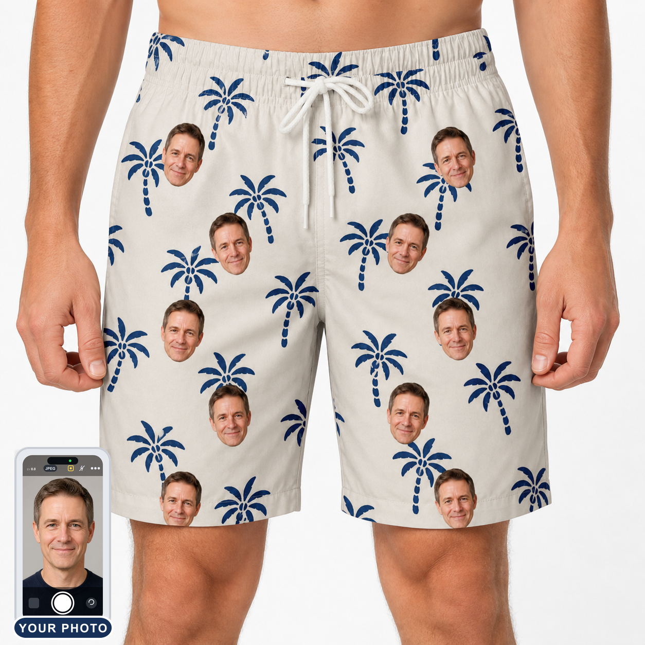 Men's Technicolor Tropics Custom Face Beach Shorts