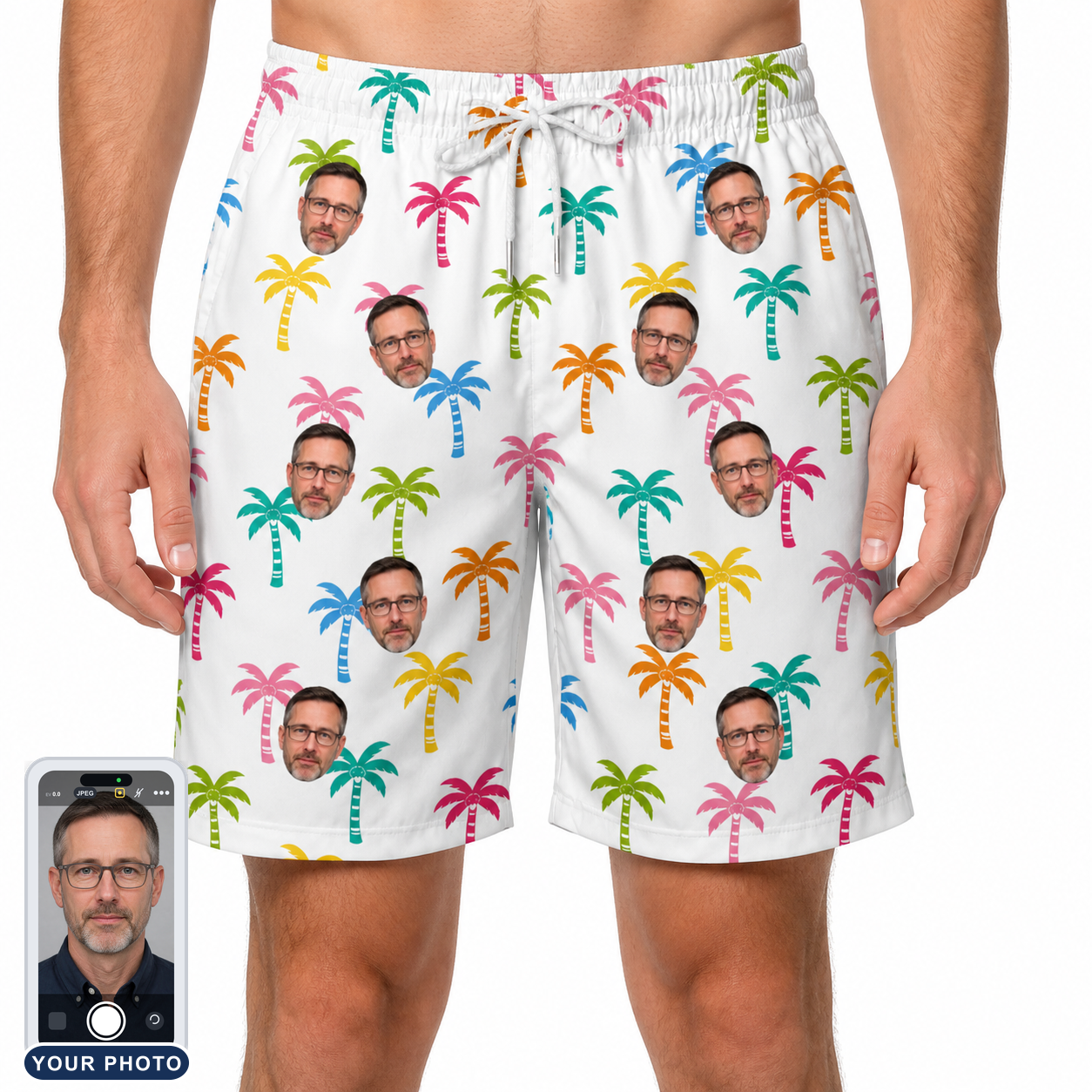 Men's Jungle Jive Custom Face Beach Shorts