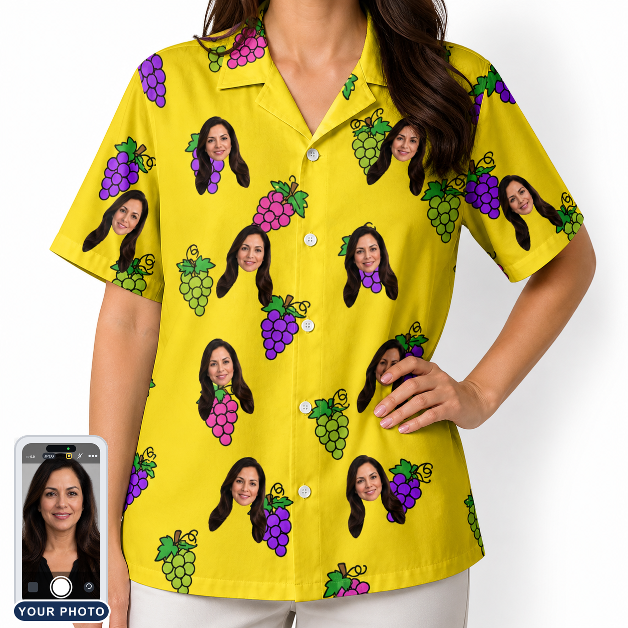 Women's Vineyard Vibes Custom Face Hawaiian Shirt