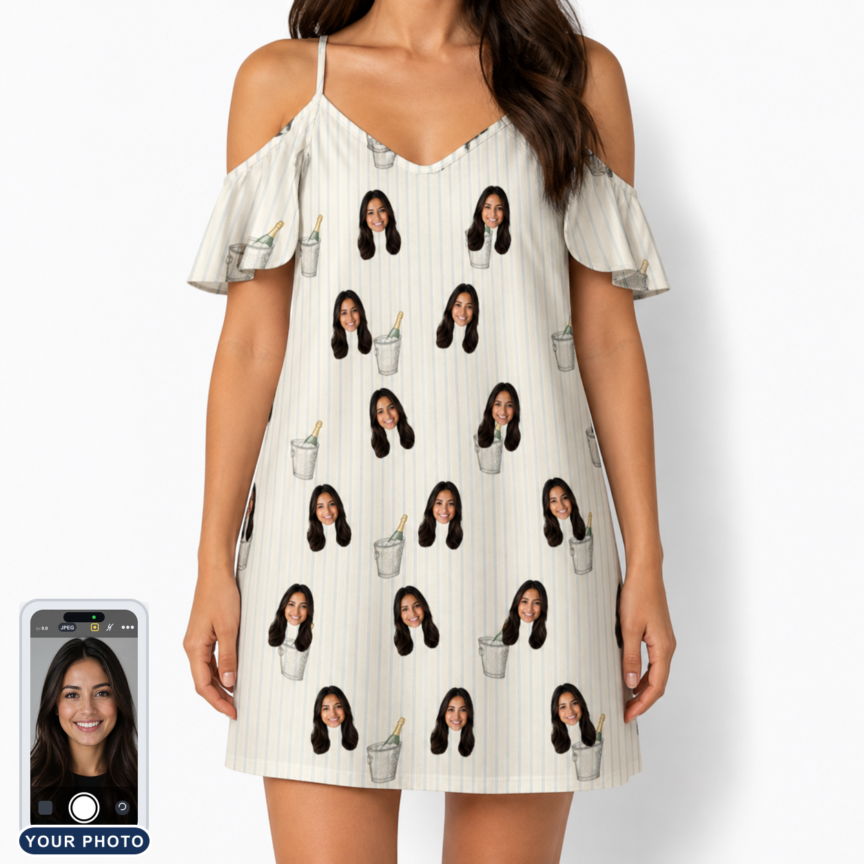 Women's Proposal Pails Custom Face Off-Shoulder Dress