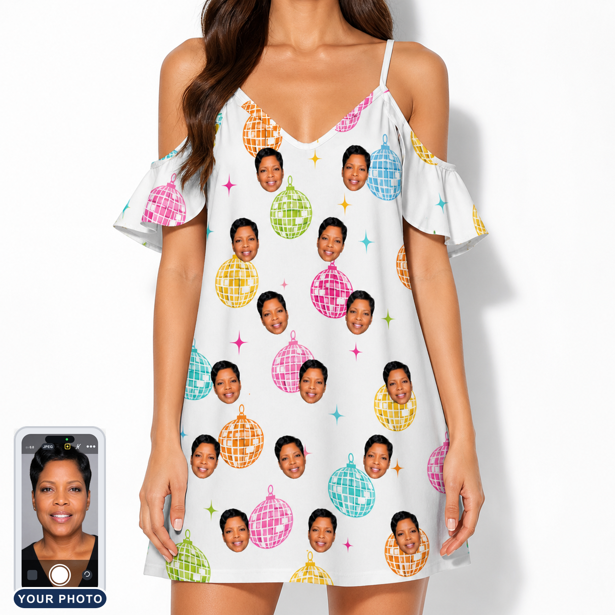 Women's Disco Darling Custom Face Off-Shoulder Dress