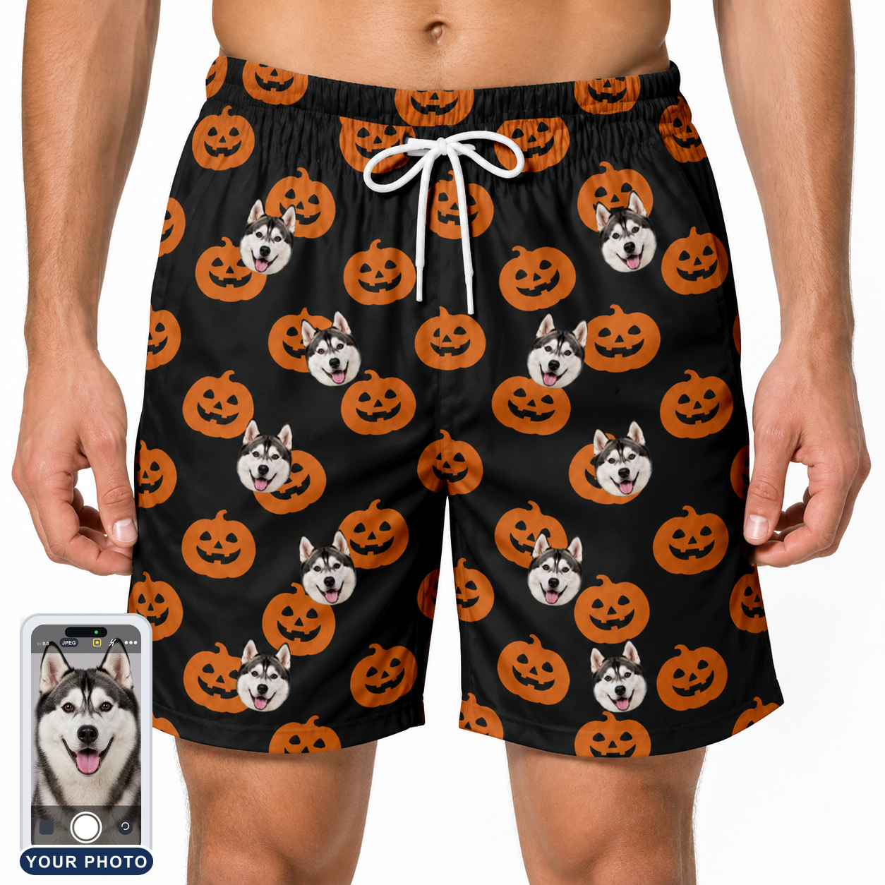 Men's Frightlight Fancies Custom Dog Face Beach Shorts