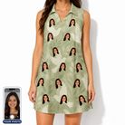 Women's Seaglass Serenade Custom Face V-Neck Dress