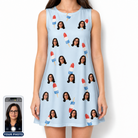 Women's Red White Chill Custom Face Tank Dress